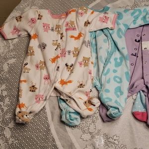Baby girl fleeced sleepers